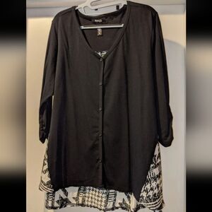 Black Mixed media houndstooth print top size 1XL